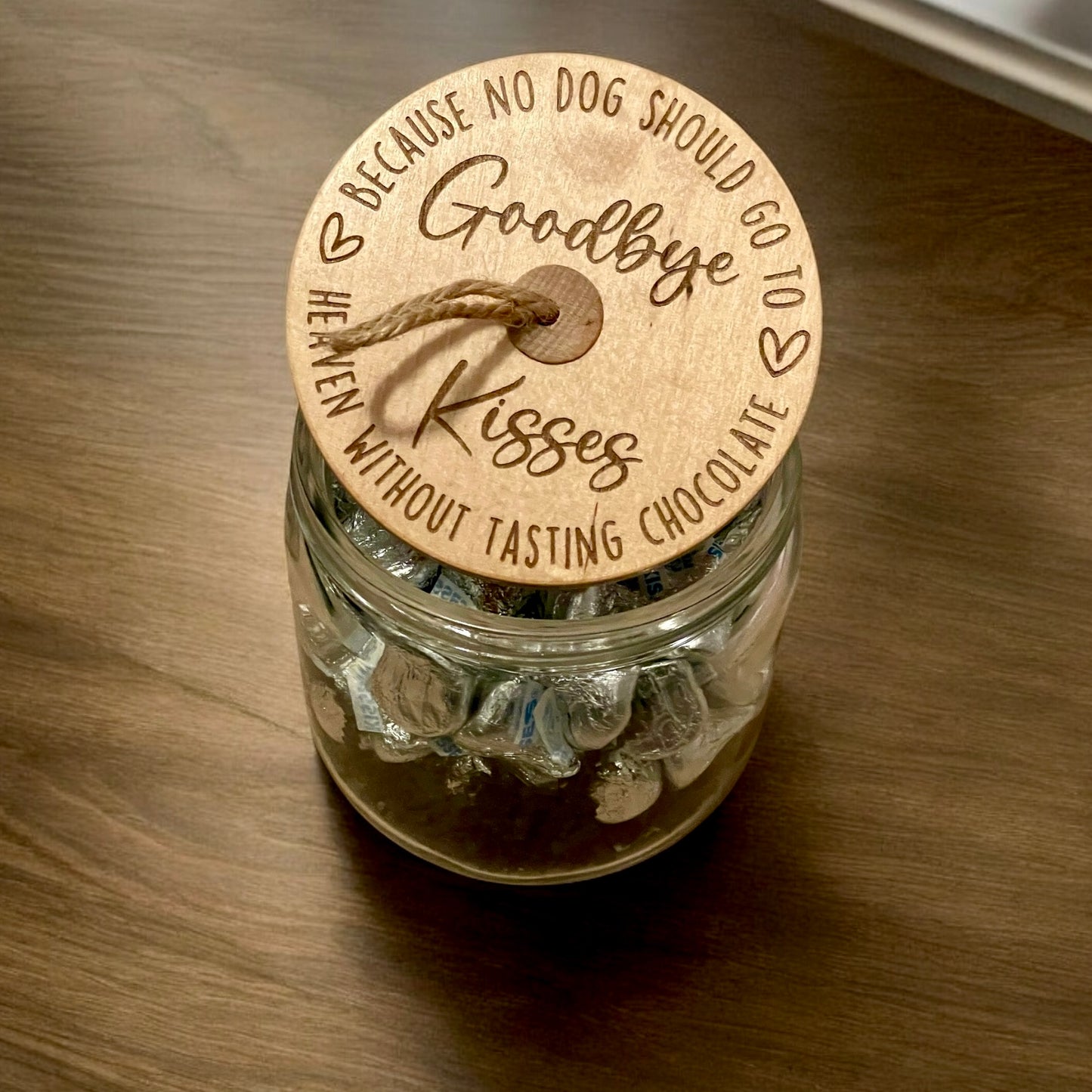 Engraved Wood Lid Glass Jar – 23 oz