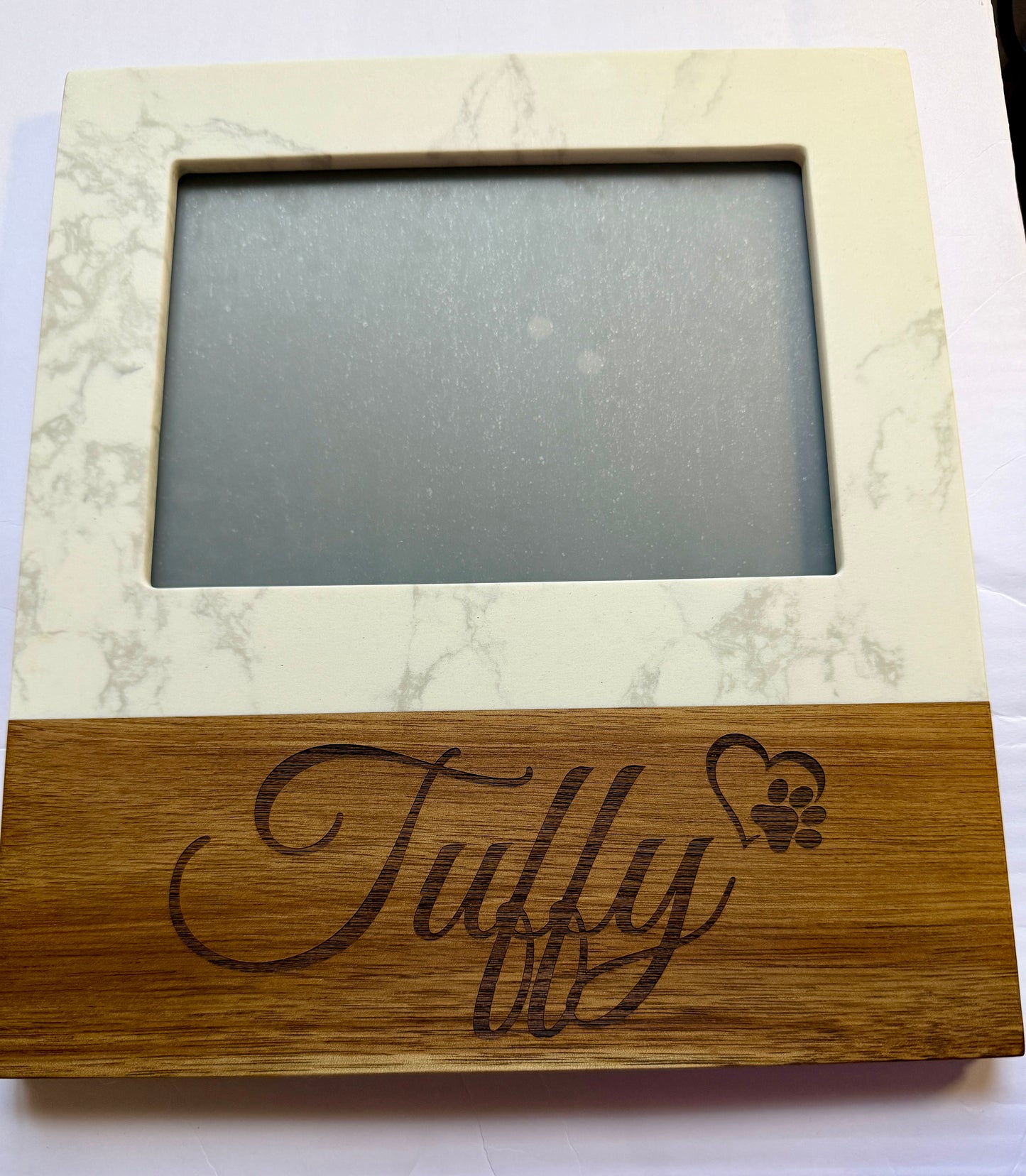 Marble and Acacia Picture Frame