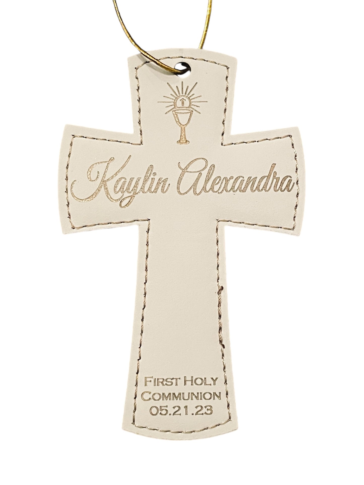 White Leatherette Cross Ornament