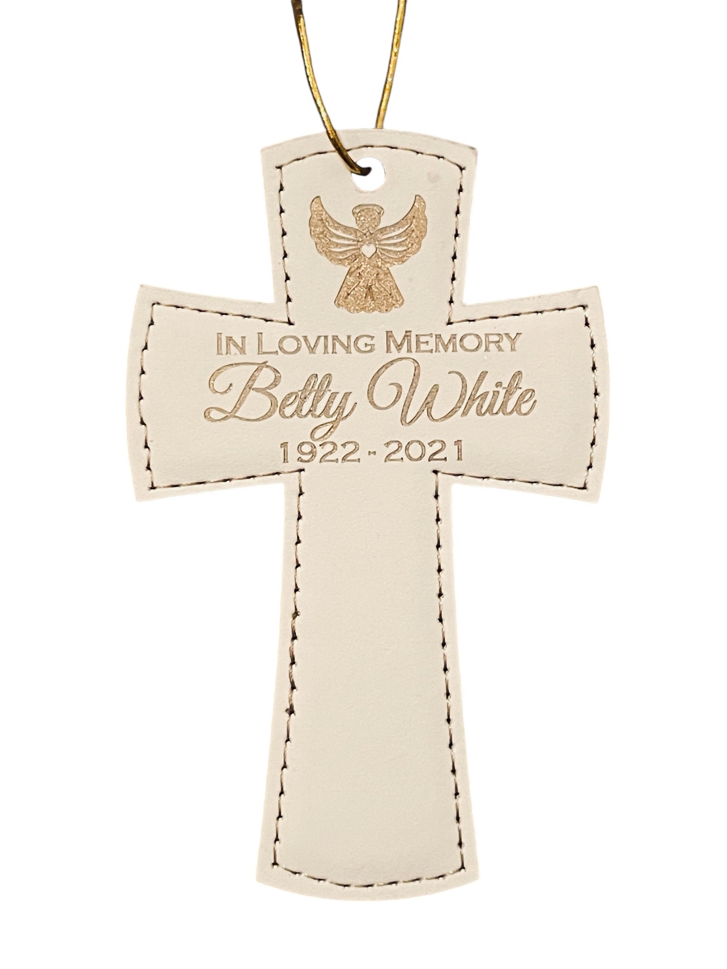 White Leatherette Cross Ornament