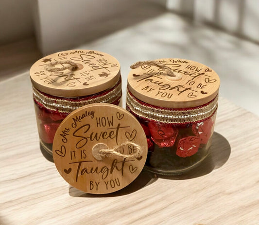 Engraved Wood Lid Glass Jar – 23 oz