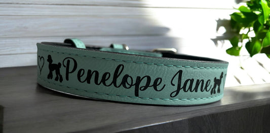 Engraved Leatherette Dog Collars