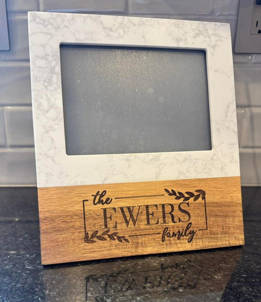 Marble and Acacia Picture Frame