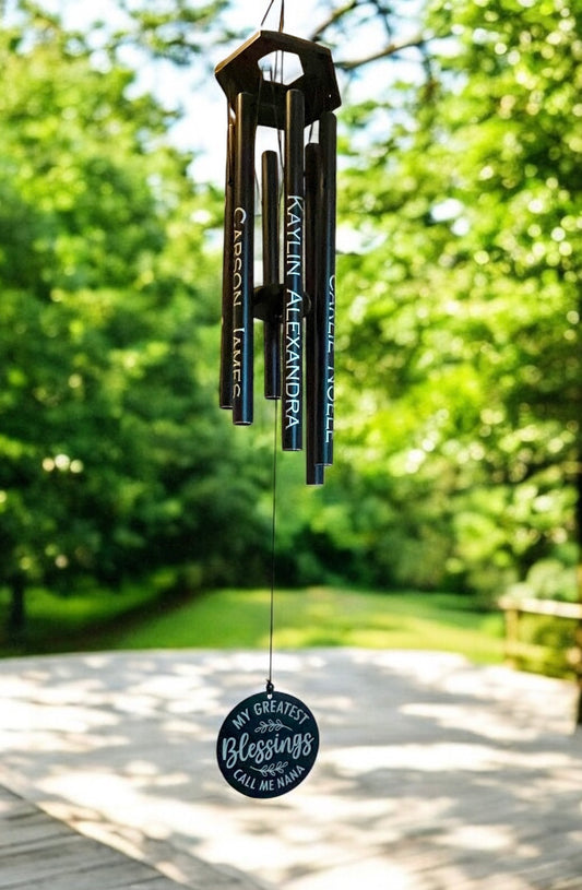 37 inch Black Metal Windchimes