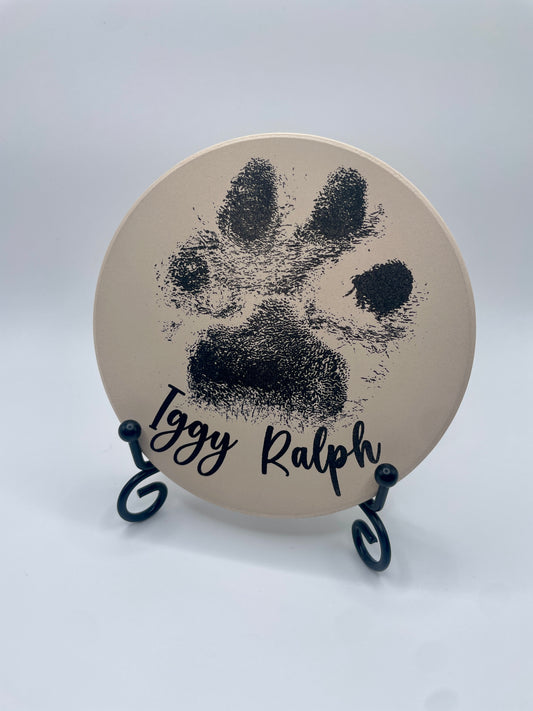 Laser Engraved Ceramic Paw Print